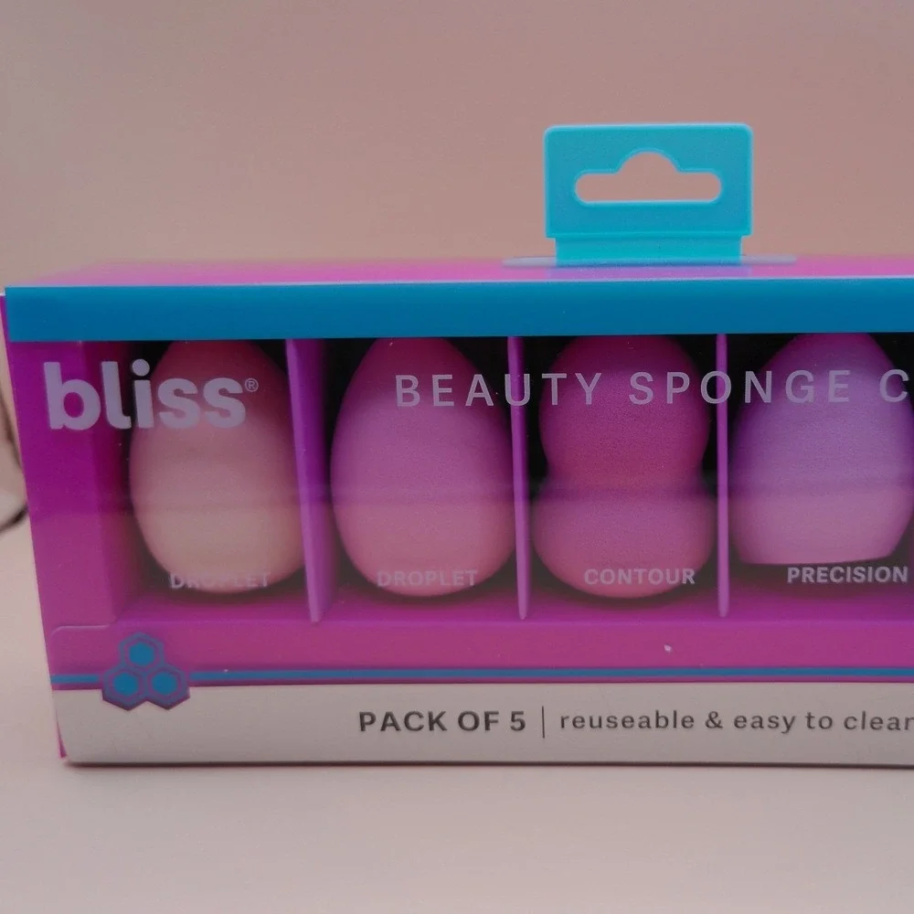 Bliss Beauty Sponge Collection Pack of 5 Makeup Blenders Pink Purple New